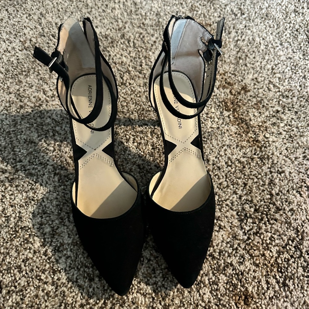 Adrienne Vittadini Black Heels with Ankle Strap